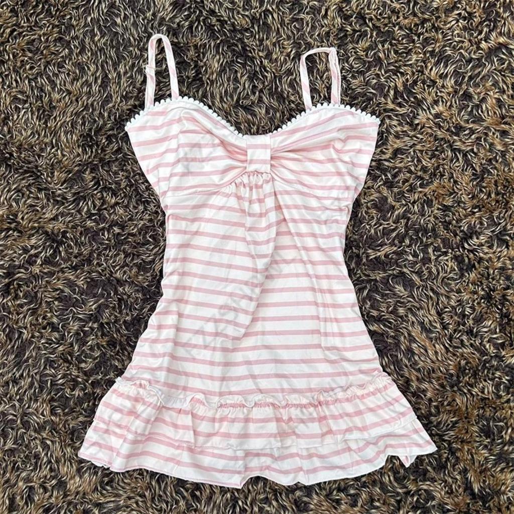 TrendHub Женские подтяжки Полосатый узор Повседневные Y2K Ретро Харадзюку Мода Новые Уличные Панк Сладкие Хип-хоп Милые Горячие Кроп-топы Эмо