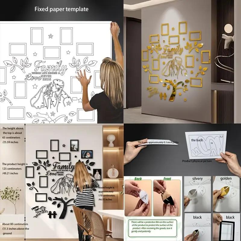 Wedding Couple Acrylic Family Photo Tree Wall Stickers for Living Room DIY Photo Frame Decal Art Tree Home Decorative 125x120cm