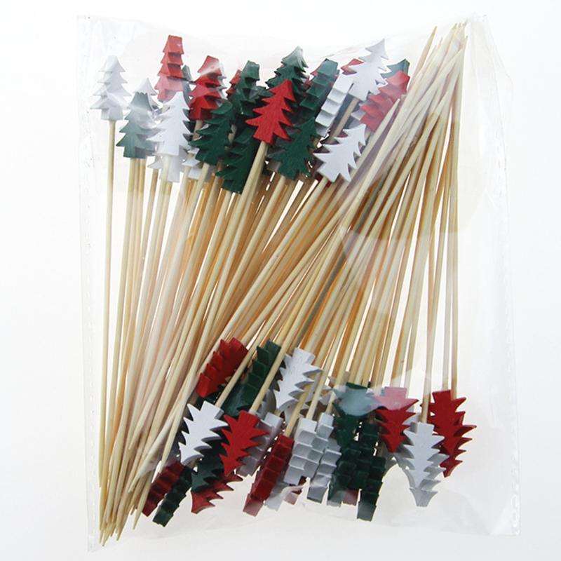 100PCS Christmas Tree Shaped Drink Cocktail Picks Appetizer Fruit Cupcake Pocks Festival Party Favors Decorations