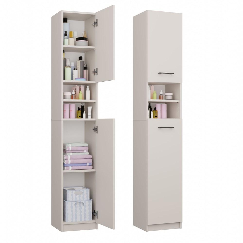 Szafka Łazienkowa Słupek 32 Cm Marbela 1.0 Regał Słupek 2 Drzwi Kaszmir Beż