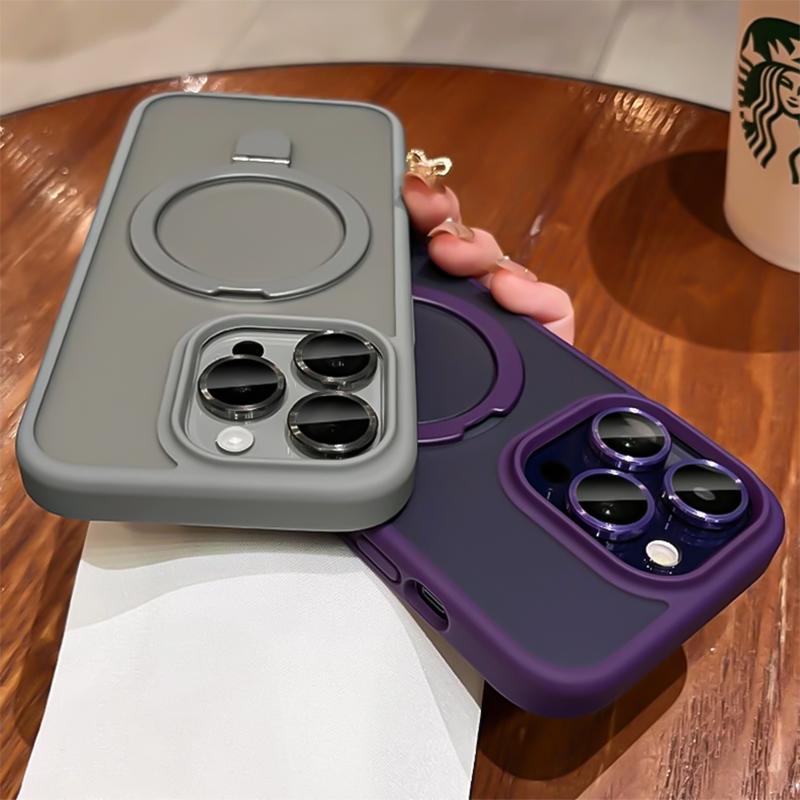 Magnetic Metal Ring Bracket Case For 16 17 Pro Max 14 Plus 12 13 15 Pro Max 16E For Magsafe Camera Protection Phone Cover