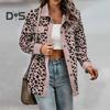 Женская тонкая рубашка на весну и осень, пальто с лацканами и длинными рукавами, однобортный леопардовый лоскутный цвет, свободная куртка, верхняя одежда