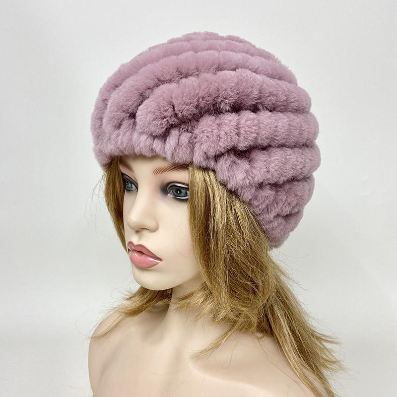 Зимняя теплая вязаная меховая шапка из кроличьего меха с ананасом, женские толстые шапки, шапочки для мамы