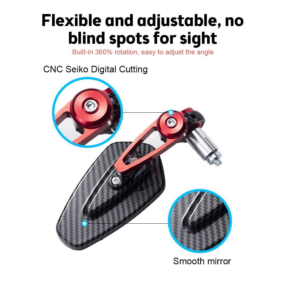 Motorcycle Rearview Mirrors Clear Glass Scooter Bar End Handlebar Mirror Modified Inverted Rear Mirror Motorbike Accessories