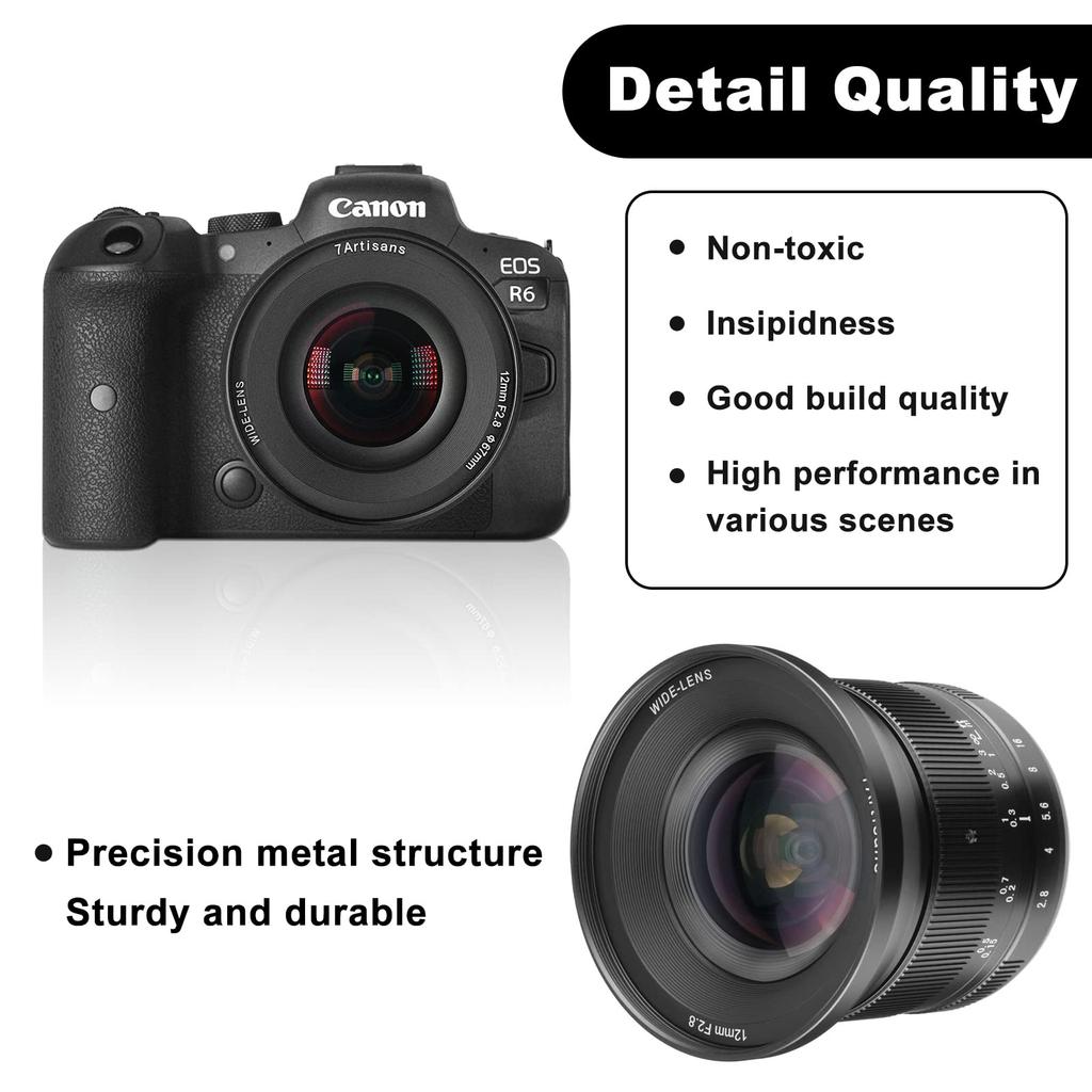 7 Artisans 12mm Mark II Ultra Manual Focus Prime Lens for Canon RF Mount Mirrorless Cameras EOS R6 F2.8 Wide-Angle APS-C R/EOS R3/EOS RP/EOS R5/EOS