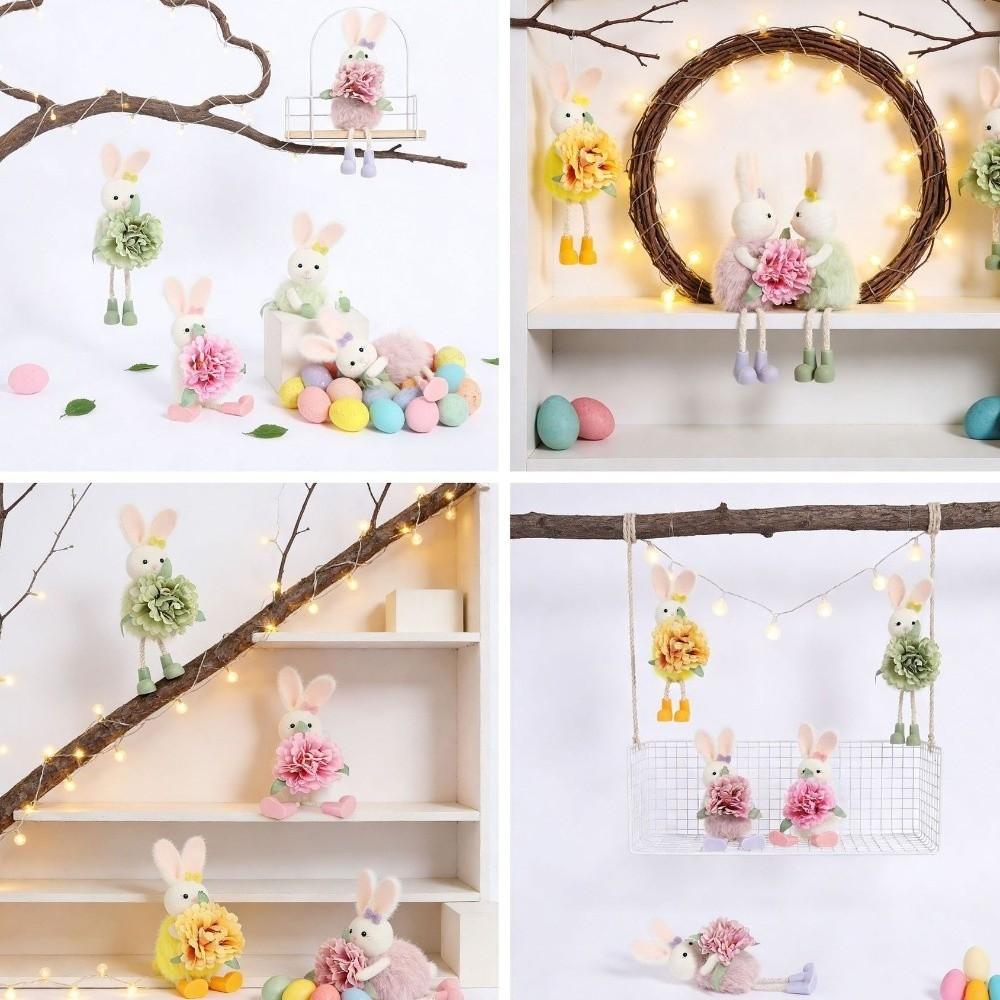Soft Plush Easter Bunny Ornament Cartoon Easter Bunny Doll Rabbit Hanging Pendant Festival Gift