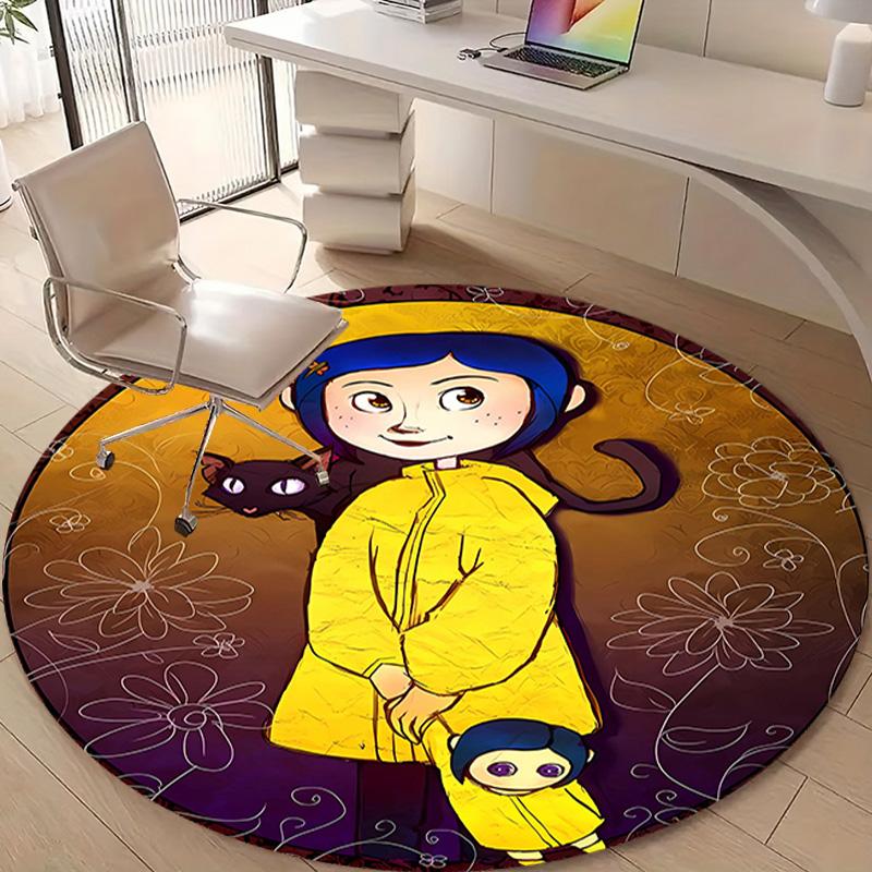 1pc Coraline (5) Design Printed Area Round Carpet for Bedroom Living Room Home Decor Rugs Mat Non Slip Mat Rug for Bedside