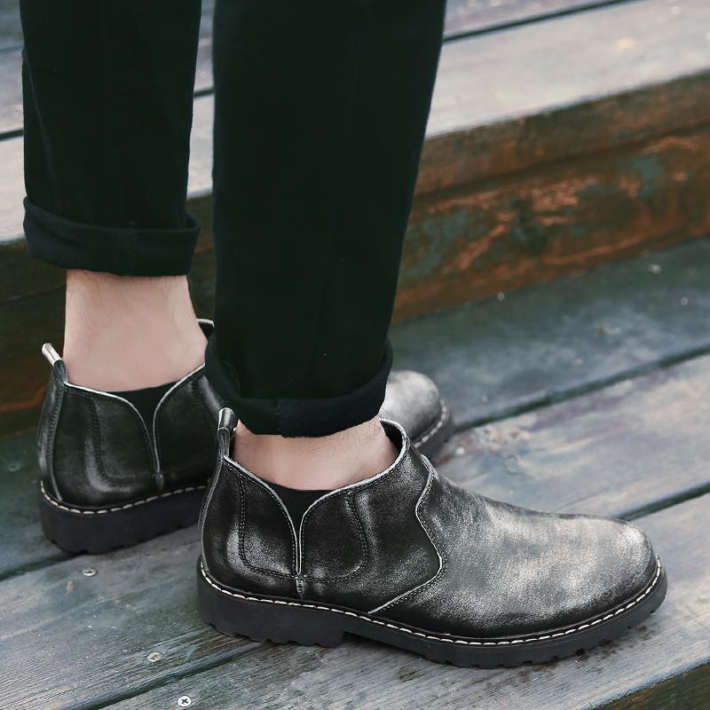 Мужская обувь Длинные ботинки в британском стиле Мужские однотонные ботинки челси Очень большие короткие ботинки Деловая официальная обувь