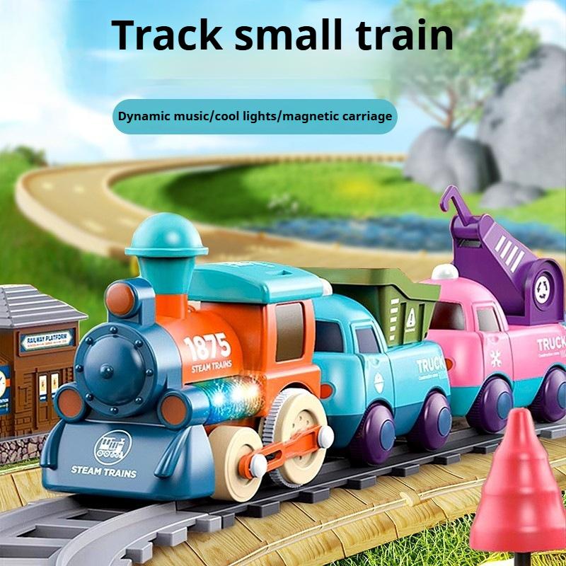 Детская игрушечная машинка-трек, электрический светящийся поезд для мальчика, набор инженерных машин, подарок на день рождения ребенка