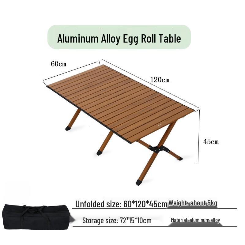 OEING Outdoor Aluminum Alloy Folding Picnic Egg Roll Table