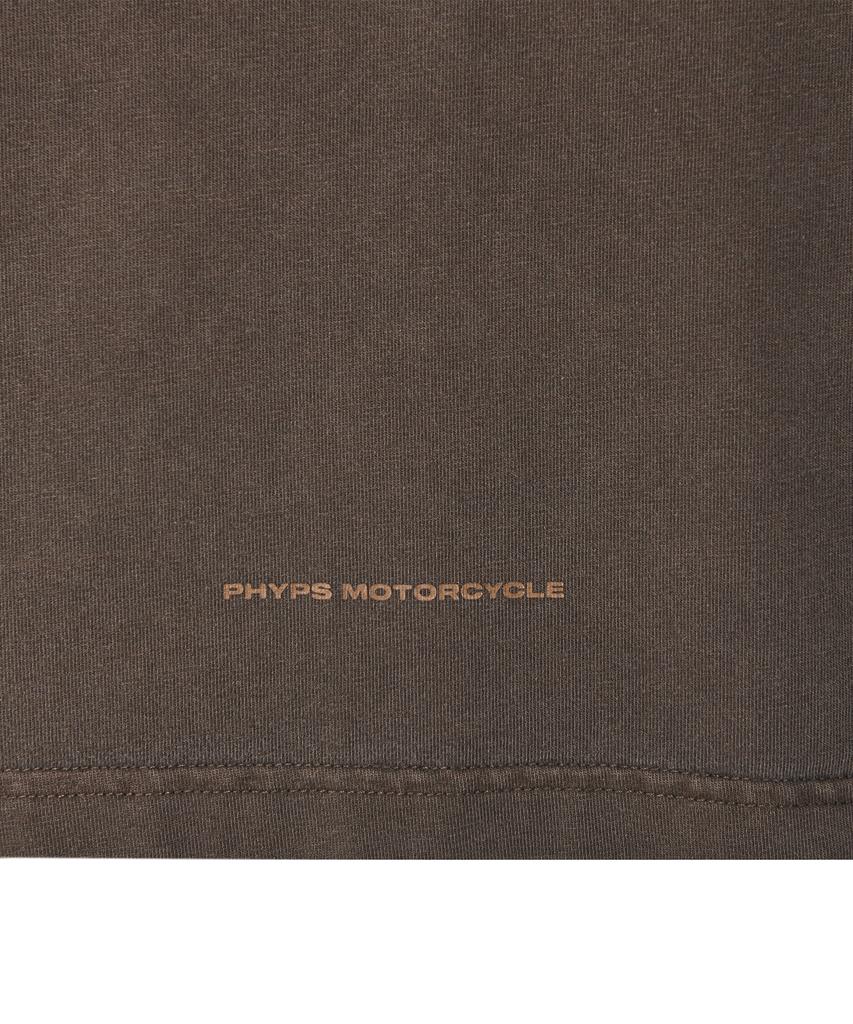 PHYPS MOTORCYCLE Pigment Old Logo Single Half T-Shirts Brown