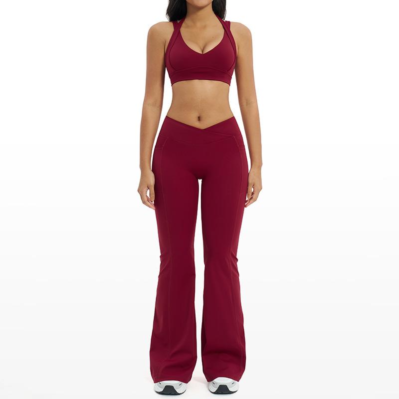 JYL Комплект для йоги ню Tight Backless Flared Повседневный наряд для бега