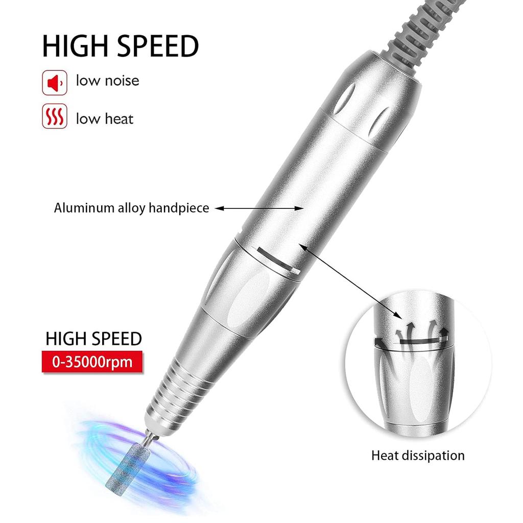 Electric Nail Drill Pen, Handle Handpiece Replacement for Manicure Pedicure Machine, Electric Handpiece Professional E File Nail Art Tool, Polish