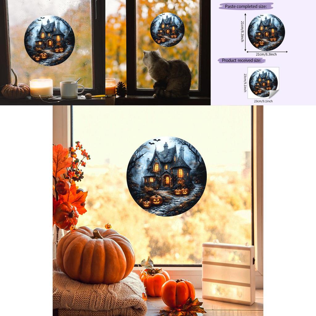 Современный Замок Тыква Летучая Мышь ПВХ Наклейка На Стену Для Декора Гостиной Со Статическим Притяжением Для Дома И Коммерческих Помещений