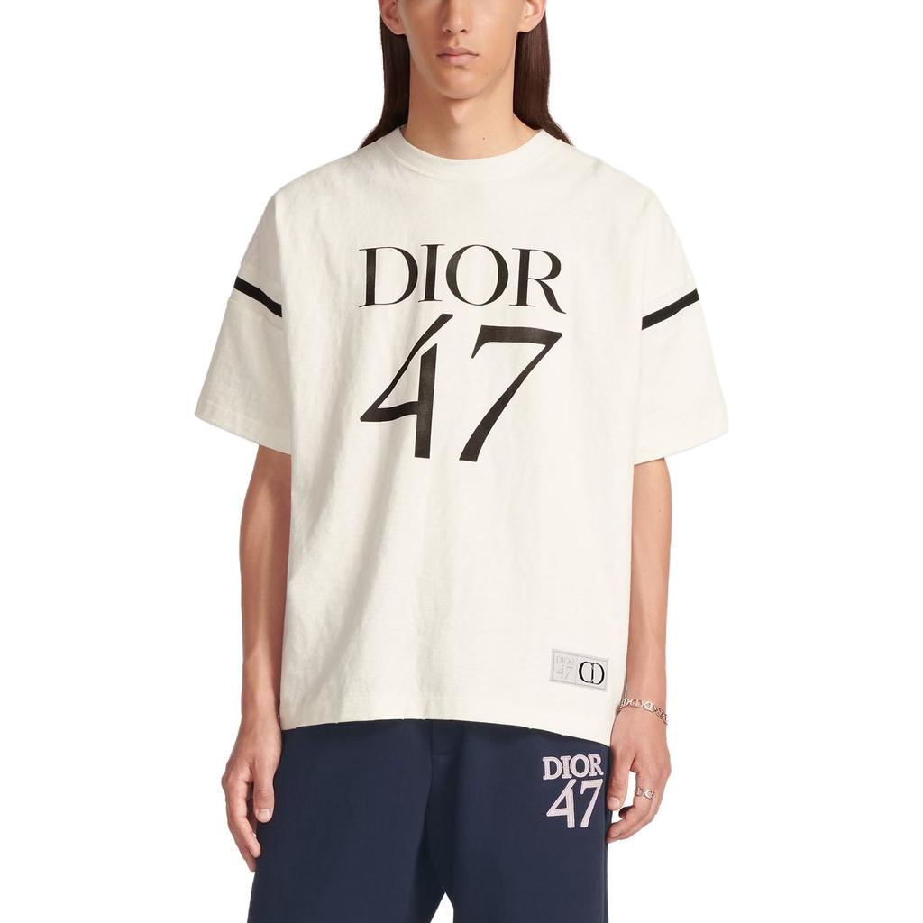 DIOR T-Shirts Men's White Crew Neck Moderate 413J640A0849-C089