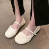 White Soft Sole Fashion Retro Young Women's Single Shoes 2024 Spring/summer New Female Big Head Shallow Mouth Flat Shoes