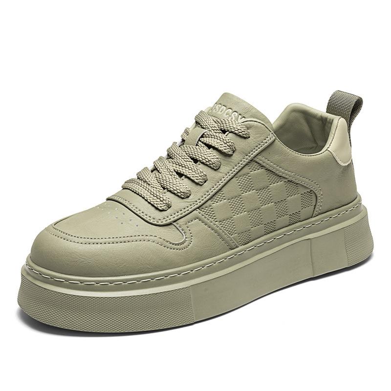 High Quality Men's Shoes Men's White Shoes Sports Platform Daily Leisure Work Versatile Microfiber Leather Panel Shoes Low Top