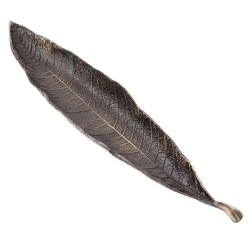 Golden Leaf Fragrant Plug in Incense Holder Alloy Antique Bodhi Leaf Sleeping Incense Sandalwood Support Incense Insert Ornament