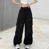 Winter Solid Casual Baggy Cargo Pants Women Harajuku Oversize Y2k Wide Pants Female Korean Fashion Sports Retro Trousers 2024