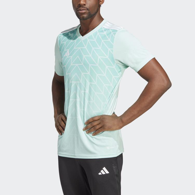 Adidas Мужские футбольные майки Team Icon 23 с геометрическим узором и V-образным вырезом и короткими рукавами, зеленые IC1252