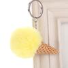 Fluffy Ice Cream Pompom Ball Charm Key Ring Holder Keychain Car Bag Pendant