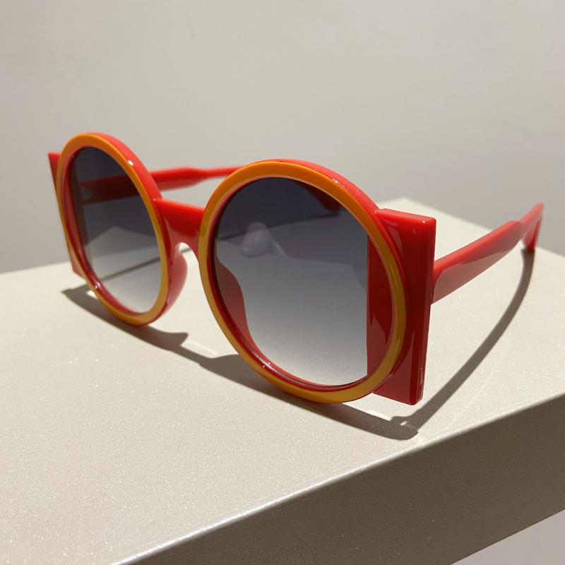 Women's Men's Round Double Color Sunglasses Fashion Retro Trend Sunglasses Travel Street Photo Holiday Party Beach Glasses