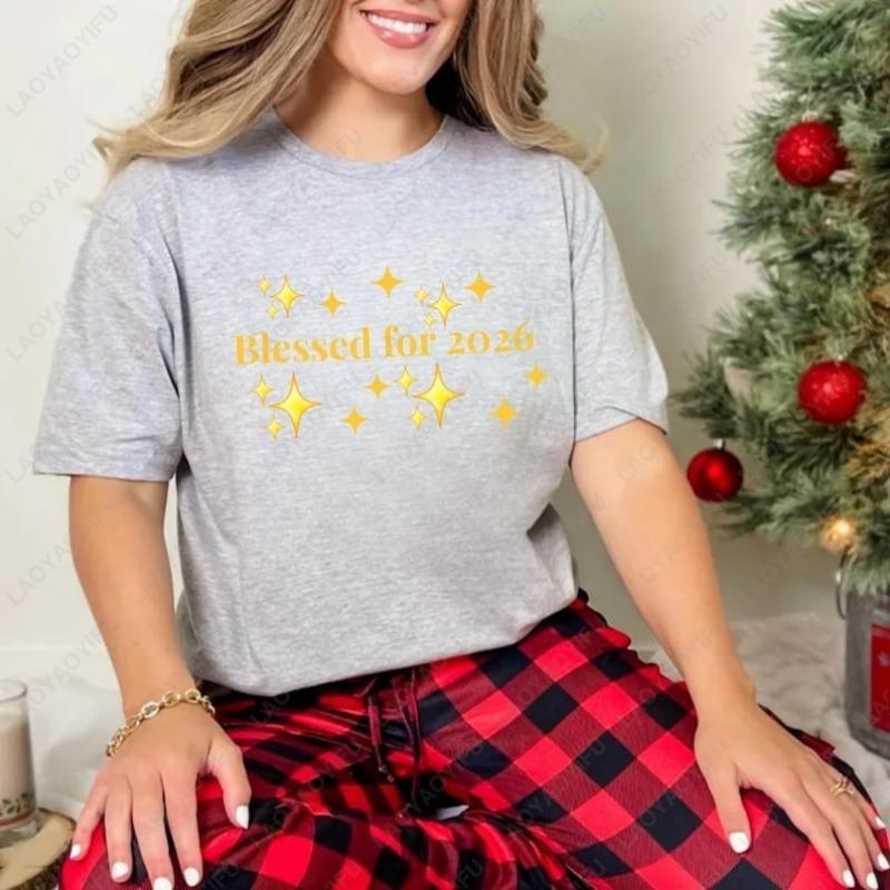 Blessed for 2026 Shirt Christian New Year TShirt Glisten Star Festival Graphic Unisex cotton Tee Religious Gift for Women  Men