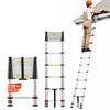 VEVOR 3.8m Telescoping Ladder, Aluminum Lightweight Multi-Purpose Collapsible Extension, One-Touch Retraction Ladder