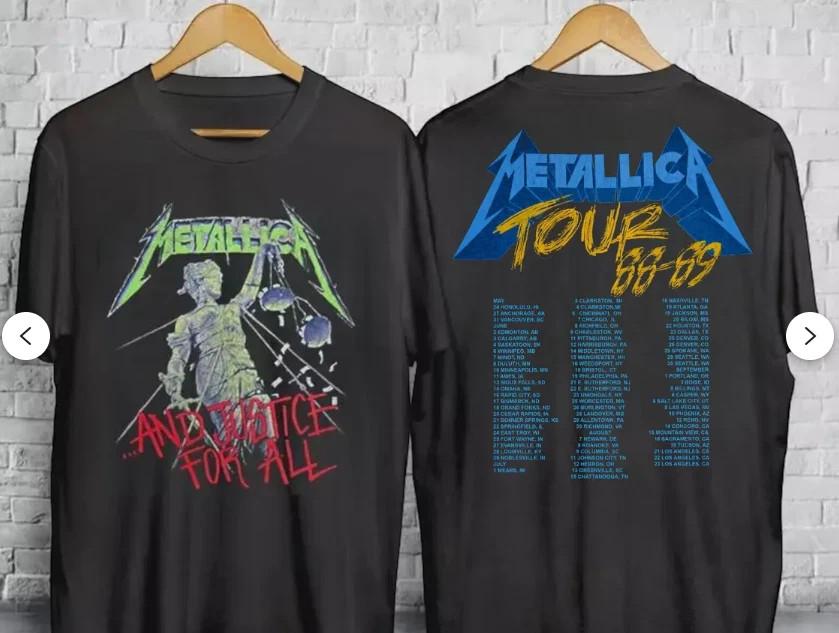 Винтажная графическая футболка Metallica "And Justice For All" Тур 1988 Унисекс