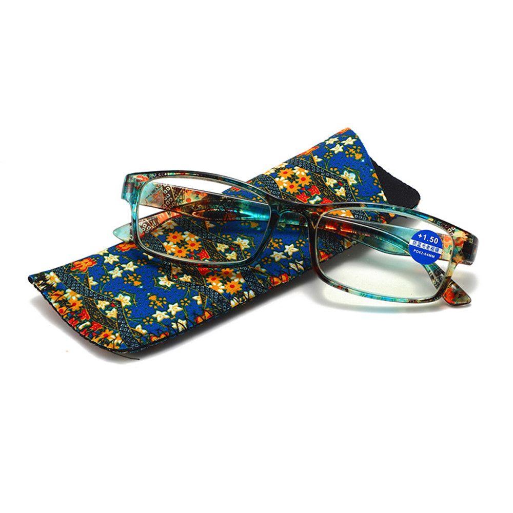 1 шт. новые модные женские очки для чтения, соответствующий чехол, ультралегкие увеличительные очки с принтом из смолы и цветком, уход за зрением