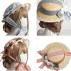 Delicate Flower Flat Hat Women Straw Bonnet Vacation Beach Hat Sweet Foldable Travel Bonnet Hat Sunscreens Sunproof Hat