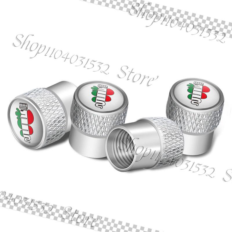 KUBEL1 4Pcs Car Styling Emblem Car Wheel Tire Valve Caps Rim Stem Dust-proof Covers For Alfa Romeo 147 156 166 159 Giulietta Mito Decor