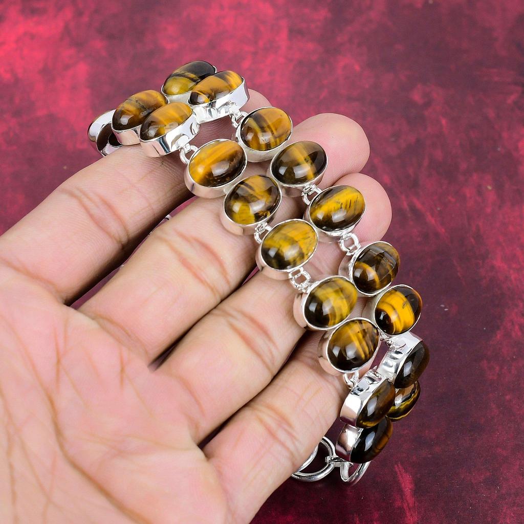 Браслет из стерлингового серебра 925 пробы с тигровым глазом, регулируемый, ювелирные изделия ручной работы с драгоценными камнями, подарок маме, антикварные ювелирные изделия