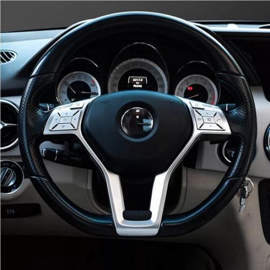 Silver Steering Wheel Switch Button Cover Trim For Mercedes W204 W212 C200 E260