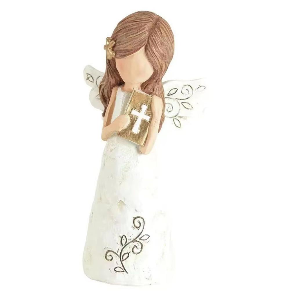 White Angel Resin Craft Bible Statue, Suitable for Home Desktop Decoration, Valentine's Day Gifts, Christmas Day Decorations