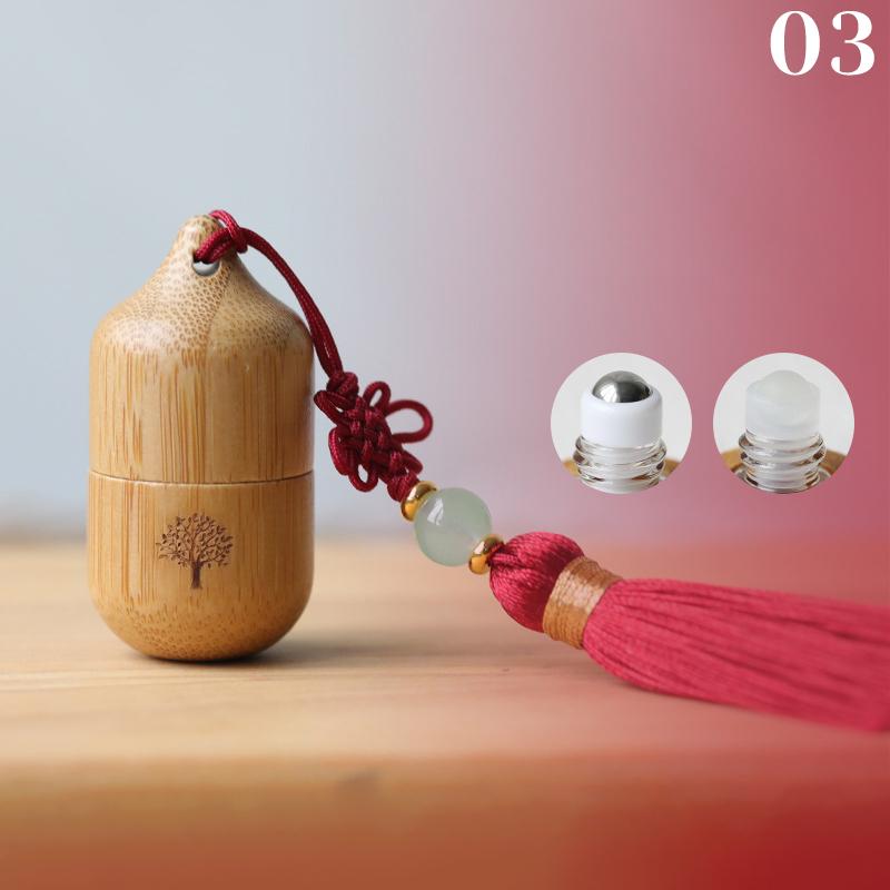 1Ml Bamboo Roller Empty Bottle Skincare Containers Ancient Style Roll On Bottles Small Perfume Essential Oil