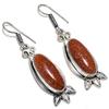 Red Sunstone Handmade 925 Sterling Silver Jewelry Earring 2.36" Q3T01