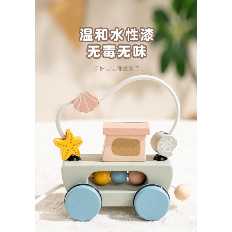 Деревянная игрушка-каталка для детей, мультяшное животное, развивающая обучающая игрушка, машинка