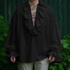 Vintage Men S Solid Long Sleeve Shirt With Pleated Puff Sleeves