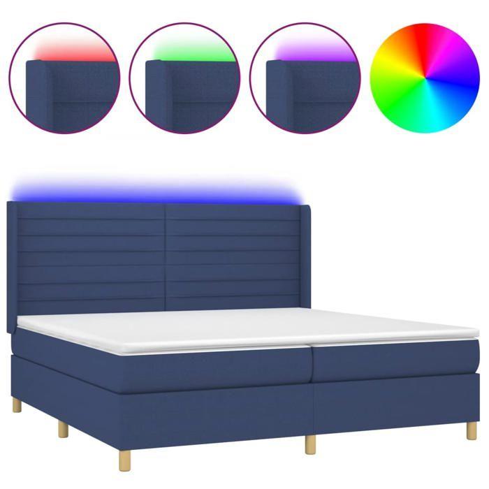Maison Exclusive - Sommier à lattes de lit et matelas et LED Bleu 200x200 cm Tissu