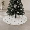 Embroidery Christmas Tree Skirt Plush Tree Base Cover Vintage Faux Fur Tree Skirt  Party Decor