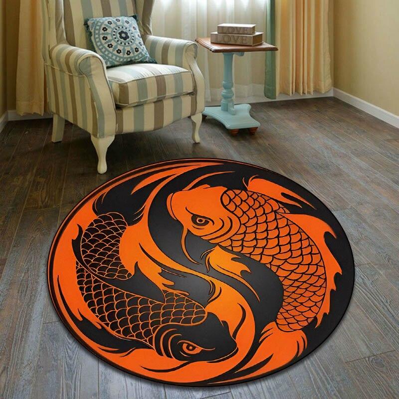 Modern Yin and Yang Round Carpet Gossip Round Carpet Living Room Bedroom Carpet Non-slip Carpet Photography Props Birthday Gift
