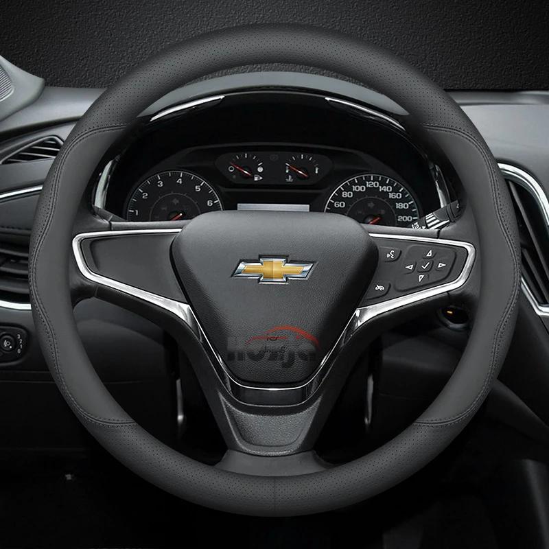 AABHO1 Leather Car Steering Wheel Cover for Chevrolet Chevy Malibu Spark tracker Cruze Sonic Camaro Equinox Volt Seeker Accessories
