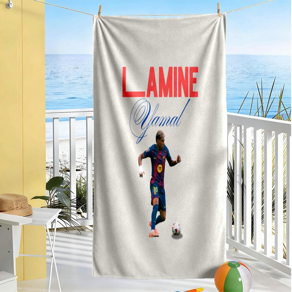 Lamine Yamal Football Player Portrait Beach Towel Super Soft & Absorbent Comfortable Lightweight Portable for Swimming,Beach,Camping, Travel, Beach Ac