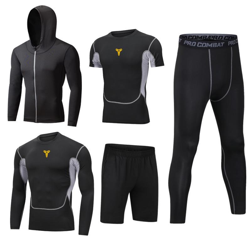 Men's 5-Piece Quick-Dry Sports & Fitness Set: Gym, Running, Basketball - All Seasons