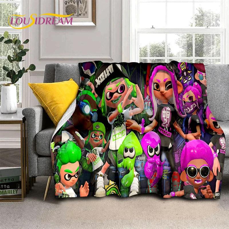Splatoon3 PC Игрок Мультяшная Игра Мягкие Одеяла, Теплое Плед-Покрывало Уютное Одеяло для Пикника Кроватей Дивана Дома Спальни Подарок