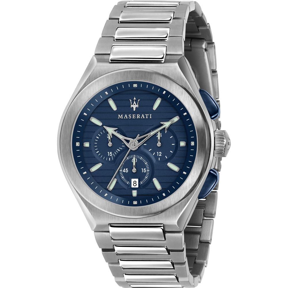 Maserati Мужские кварцевые аналоговые часы Triconic Blue Metal Silver R8873639001