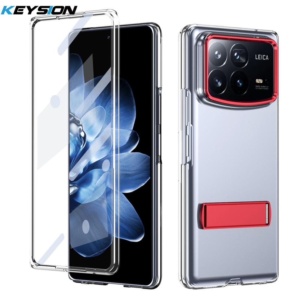 KEYSION Прозрачный чехол для Xiaomi MIX Fold 4 Hard PC Metal Kickstand Противоударный чехол для телефона с защитным стеклом для экрана