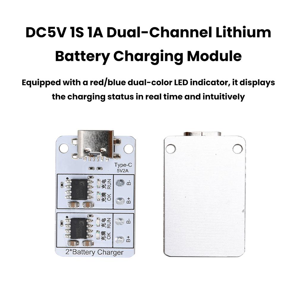Модуль зарядки литиевых батарей DC 5V 1S 1A, двухканальный, для литиевых батарей 18650 3.7V 4.2V, двунаправленное зарядное устройство с защитой