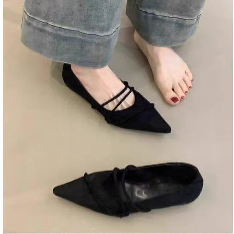 Retro Word with Pointed Mary Jane Women's Shoes Summer 2025 New Shallow Temperament French Ballet Shoes